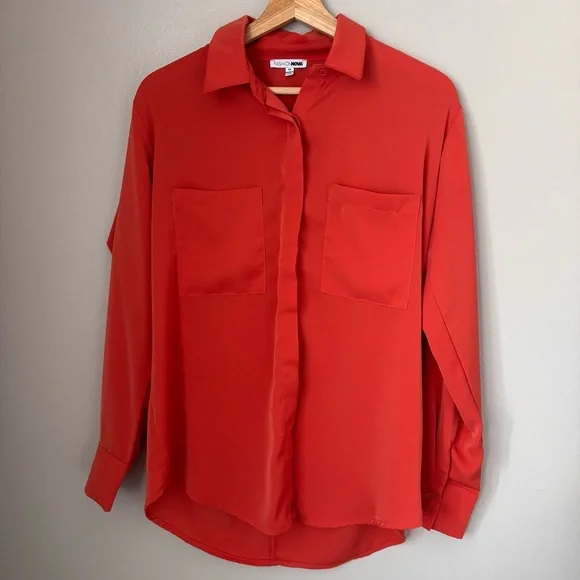 CEO Of Slaying Orange Button Down Top - Picture 3 of 5